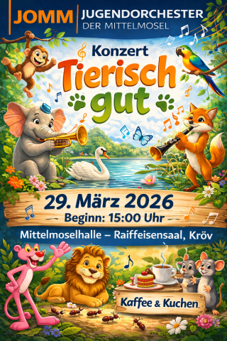 Jugendkonzert am Sonntag, 29. März 2026 um 15 Uhr in der Mittelmoselhalle (Plakat)